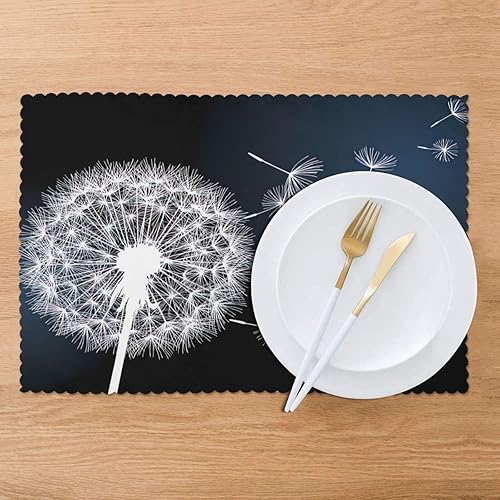 Miniatura 7 de Elegante juego de 6 manteles individuales con diseño de flor de diente de león, resistentes al calor, lavables, antideslizantes, para fiestas,