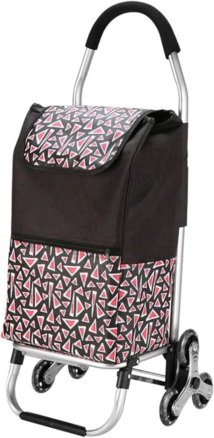 Shopping Cart Trolley 35L Folding Multifunctional Shopping Trolley Detachable Bag Wheels Large Capacity Shopping Cart 6 Wheels Stair Climber-Black