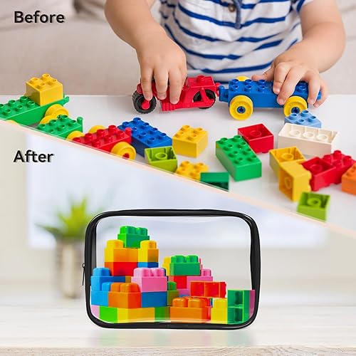 Miniatura 3 de TISRATOK Bolsa de maquillaje transparente, 16 piezas, bolsa de aseo esencial de viaje, organizador de cosméticos de PVC transparente, bolsa de