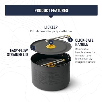 Sea to Summit Frontier Ultralight Two Pot Set for Camping, 1.3-Liter Pot and 3-Liter Pot