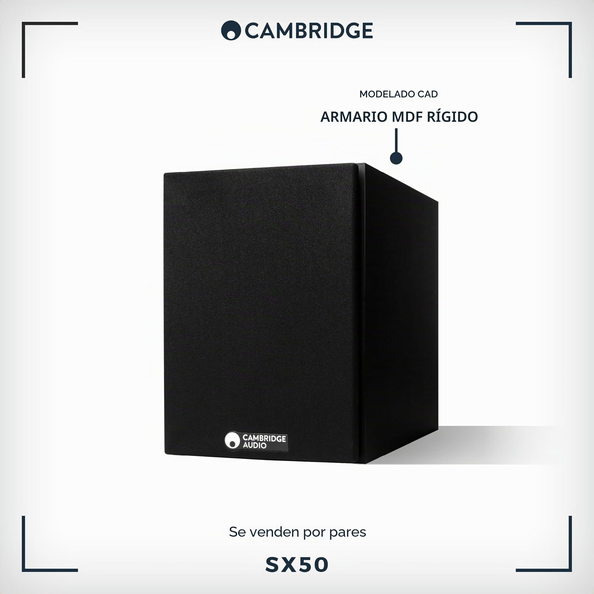 Cambridge Audio SX50 - Par de Altavoces compactos pasivos con Cable para Sistema de Cine en casa o HiFi - Optimizados para una Respuesta de frecuencia Suave y Uniforme - Negro Mate