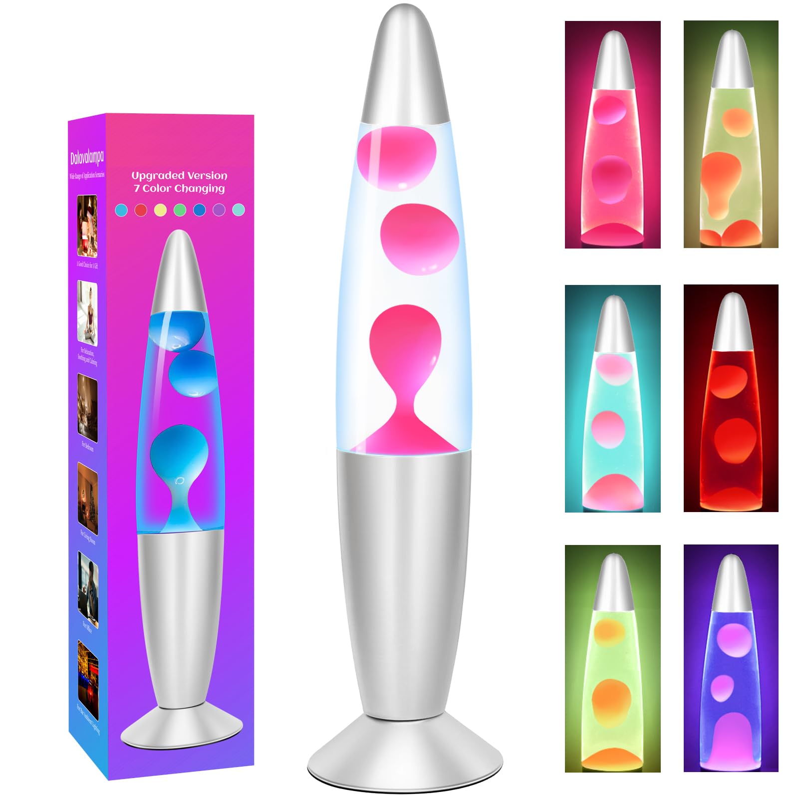 Dalavalampa Lampe LED rose à mouvement liquide : veilleuse à changement de couleur pour enfants et adultes, petites lampes de table de 33 cm pour décoration de maison, chambre à coucher, lumières de