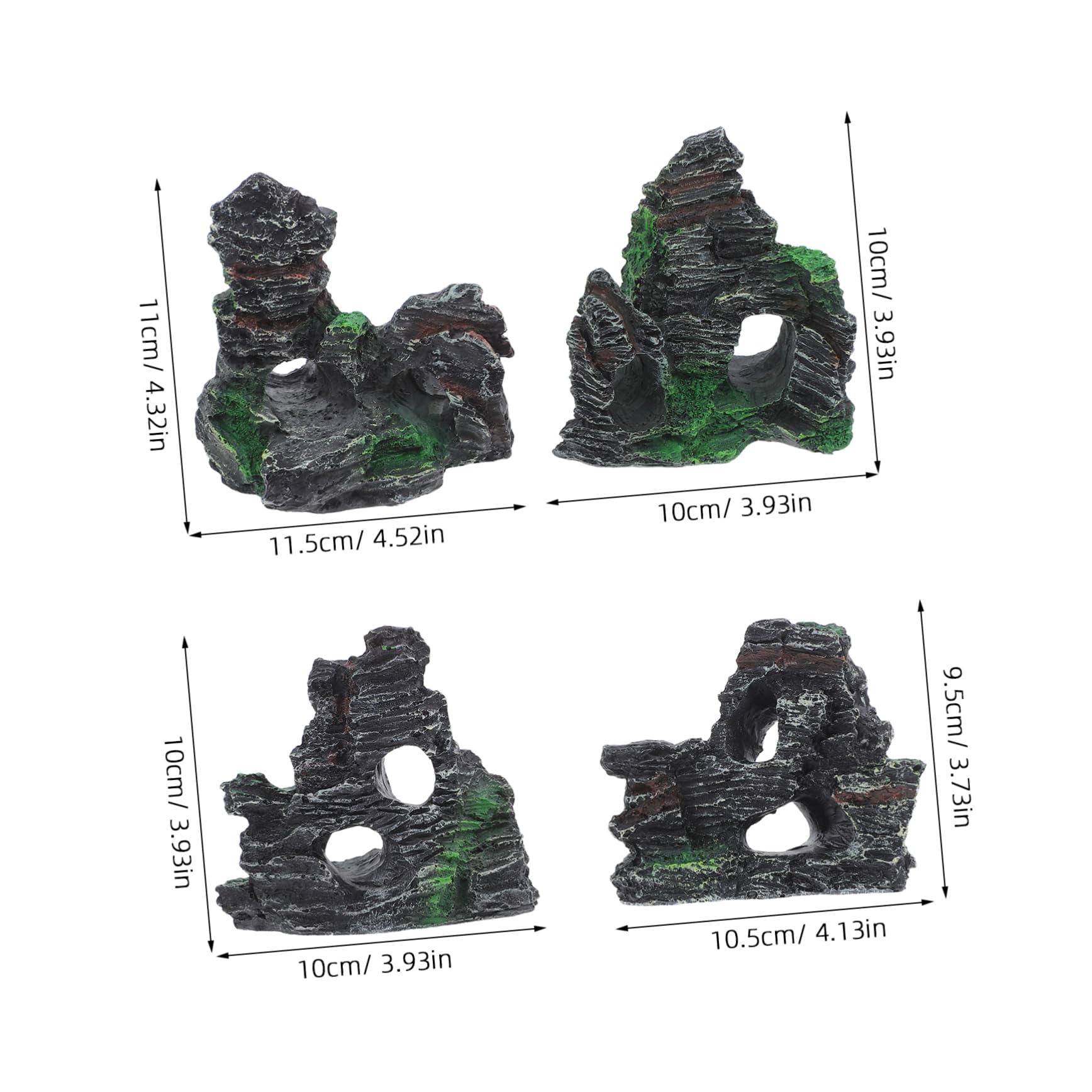 PRETYZOOM 4pcs Artificial Aquarium Rockery: Fish Tank Accessories for Betta and Shrimp Resin Decor for Home Or Office Turtle Tanks