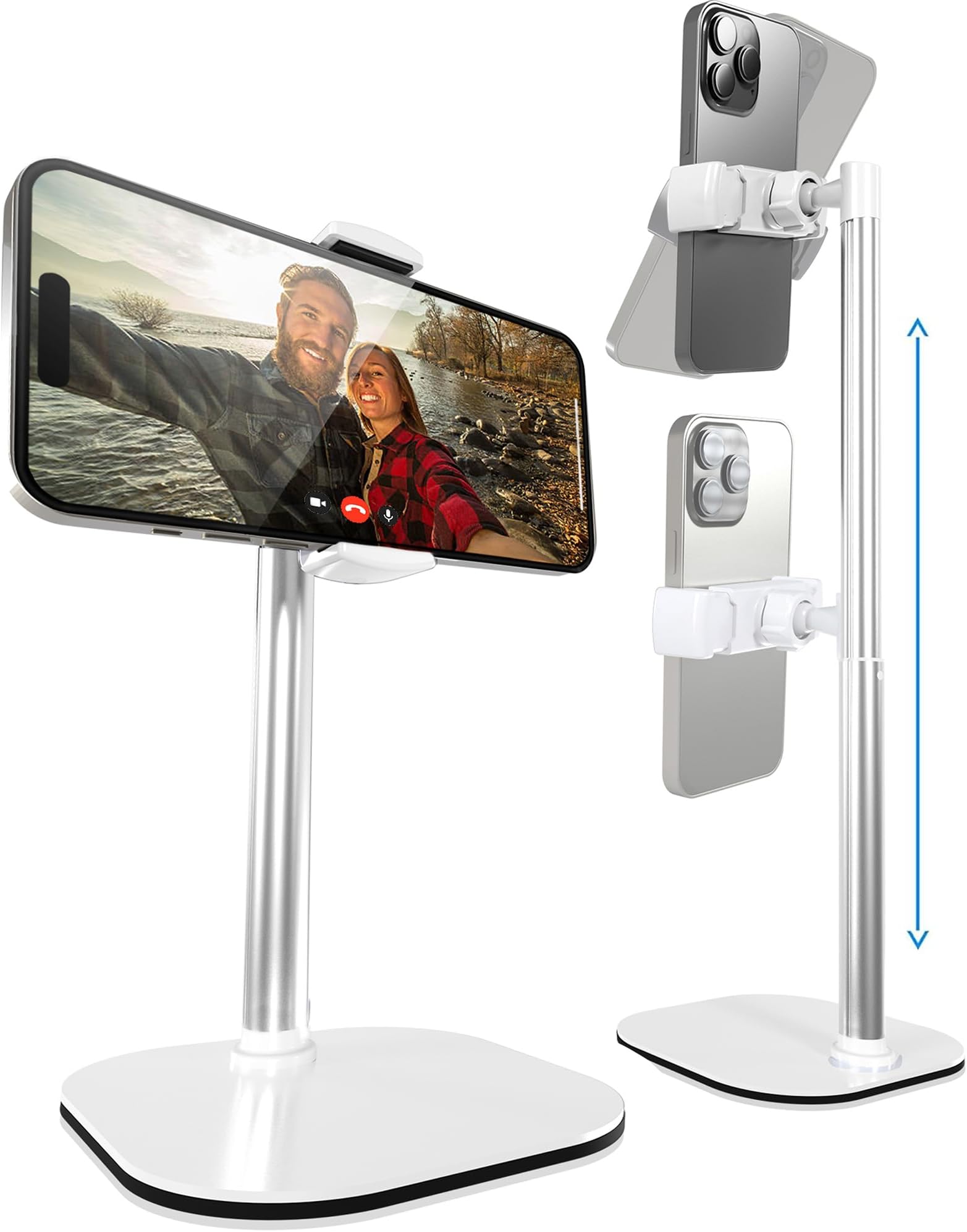 ChatStand, Adjustable Cell Phone Stand for Desk, Cell Phone Holder for Desk, Mobile Stand, Mobile Holder for Apple iPhone, Fits Samsung, Android Smartphones - Frost White