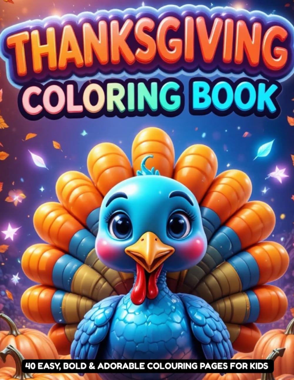Thanksgiving Colouring Book for Kids Ages 4–8: 40 Easy, Bold & Adorable Colouring Pages for Kids