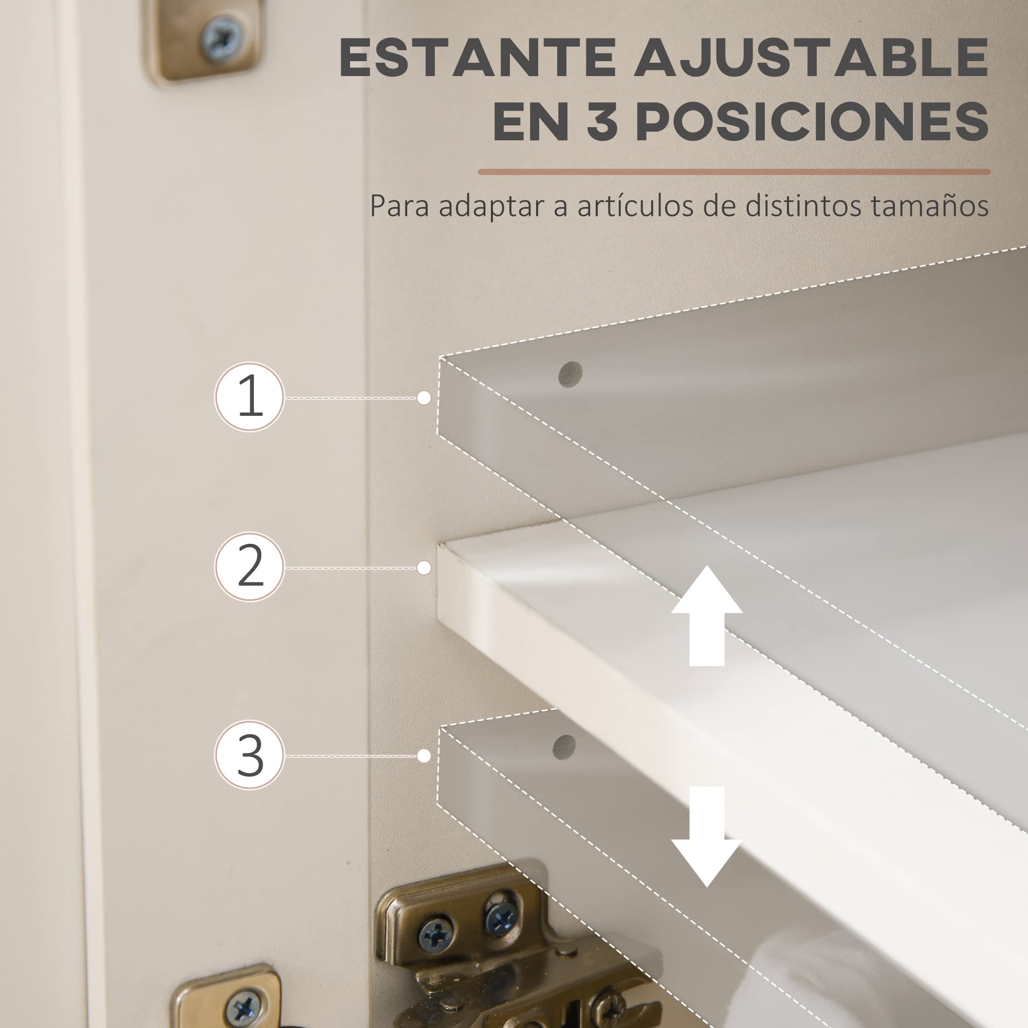 HOMCOM Aparador de Cocina con 2 Cajones y 3 Puertas 117x35x80 cm Blanco | Mueble Auxiliar de Cocina, Mueble de TV, Estante Ajustable, para Comedor Salón