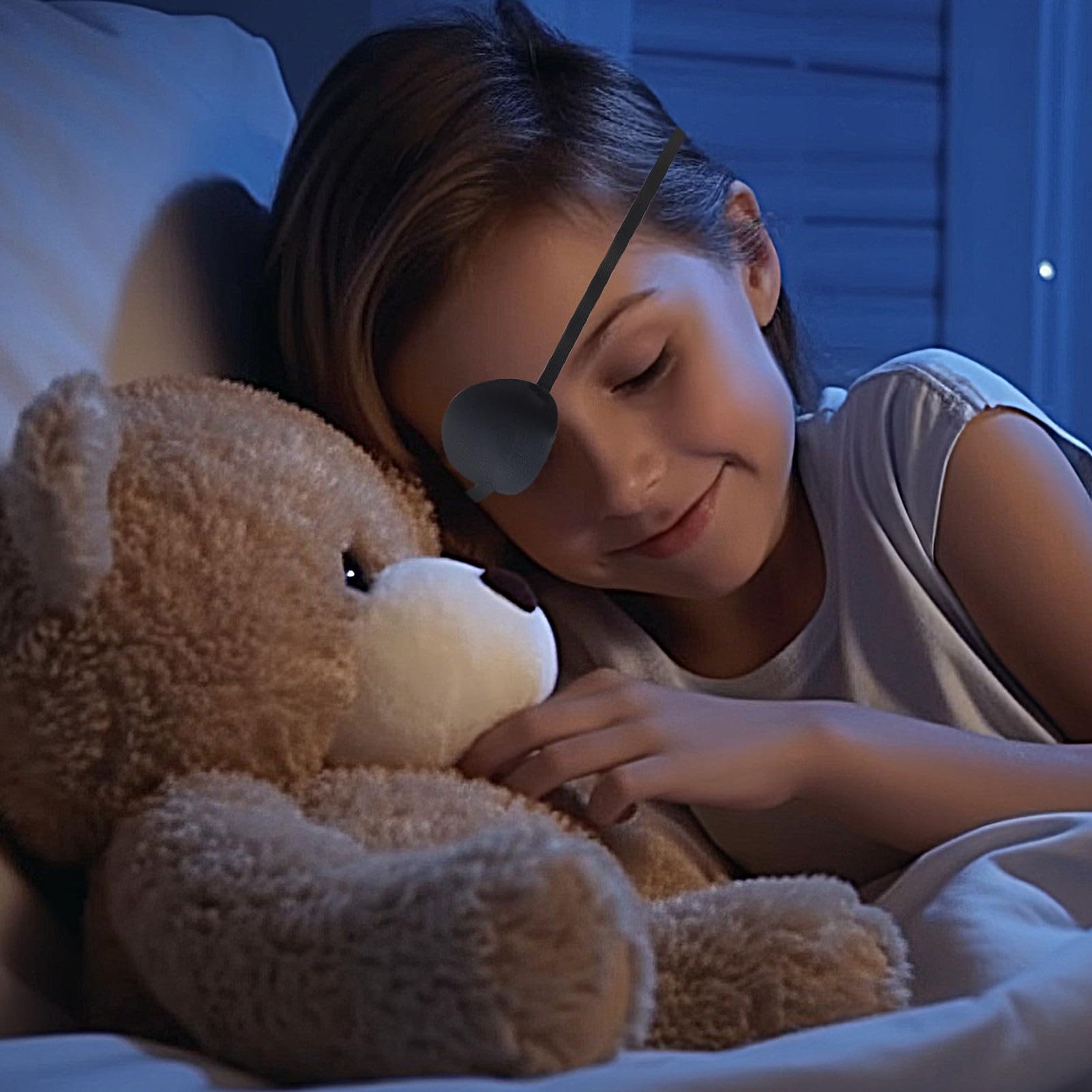 4 Pezzi lembi oculari per adulti e bambini, regolabile benda occhio, bende oculari per bambini nero, per occhi sinistro o destro, Allenamento della vista, uso quotidiano