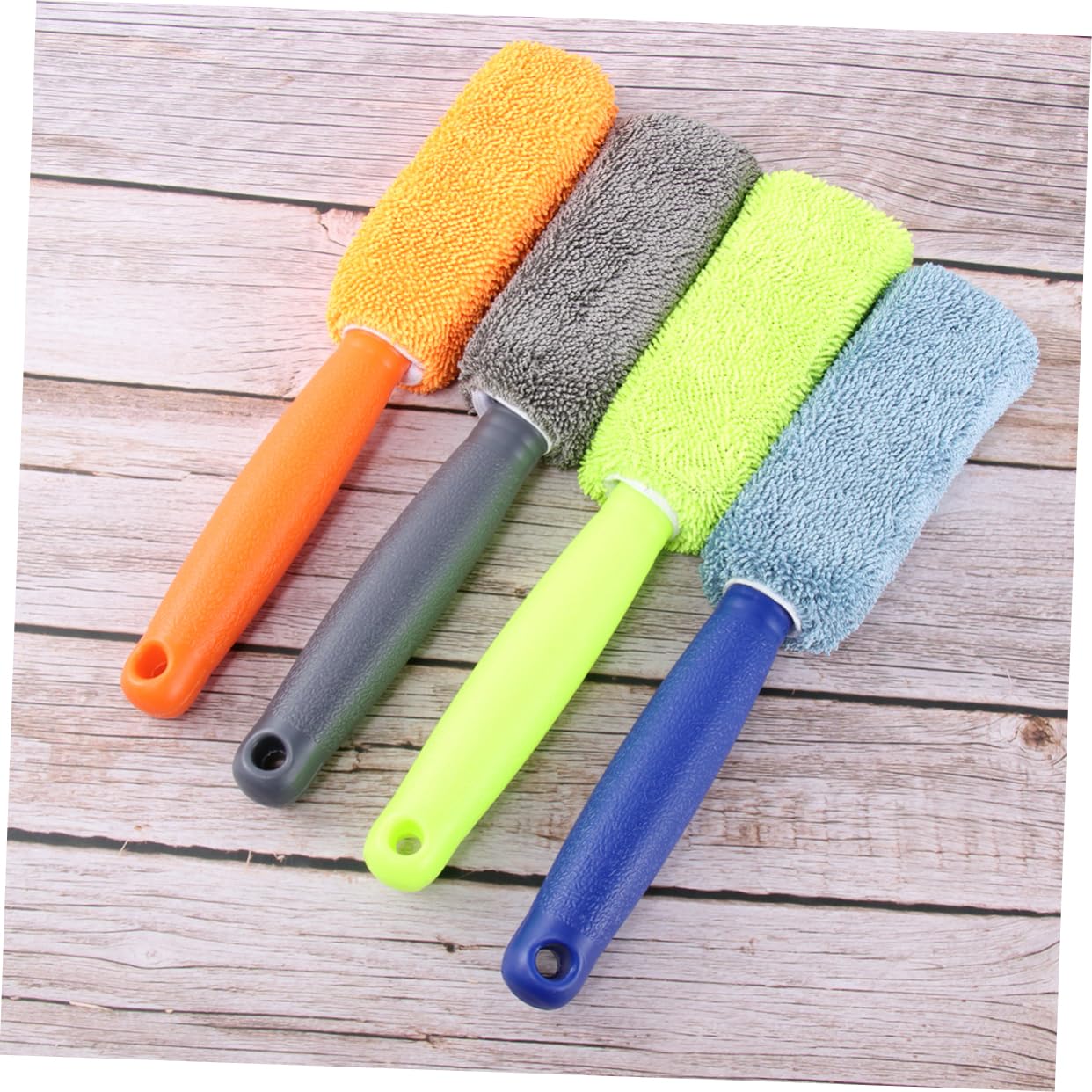 Spazzola per Pneumatici Auto in Microfibra 6 Pezzi | Manico in Plastica, per Manutenzione Pedale e Pavimento Auto, Portatile Colore Casuale