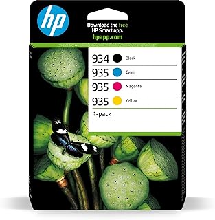 HP 934/935 Pack of 4 Original Cartridges Black, Cyan, Magenta, Yellow (6ZC72AE) for HP OfficeJet 6820e, HP OfficeJet Pro 6...