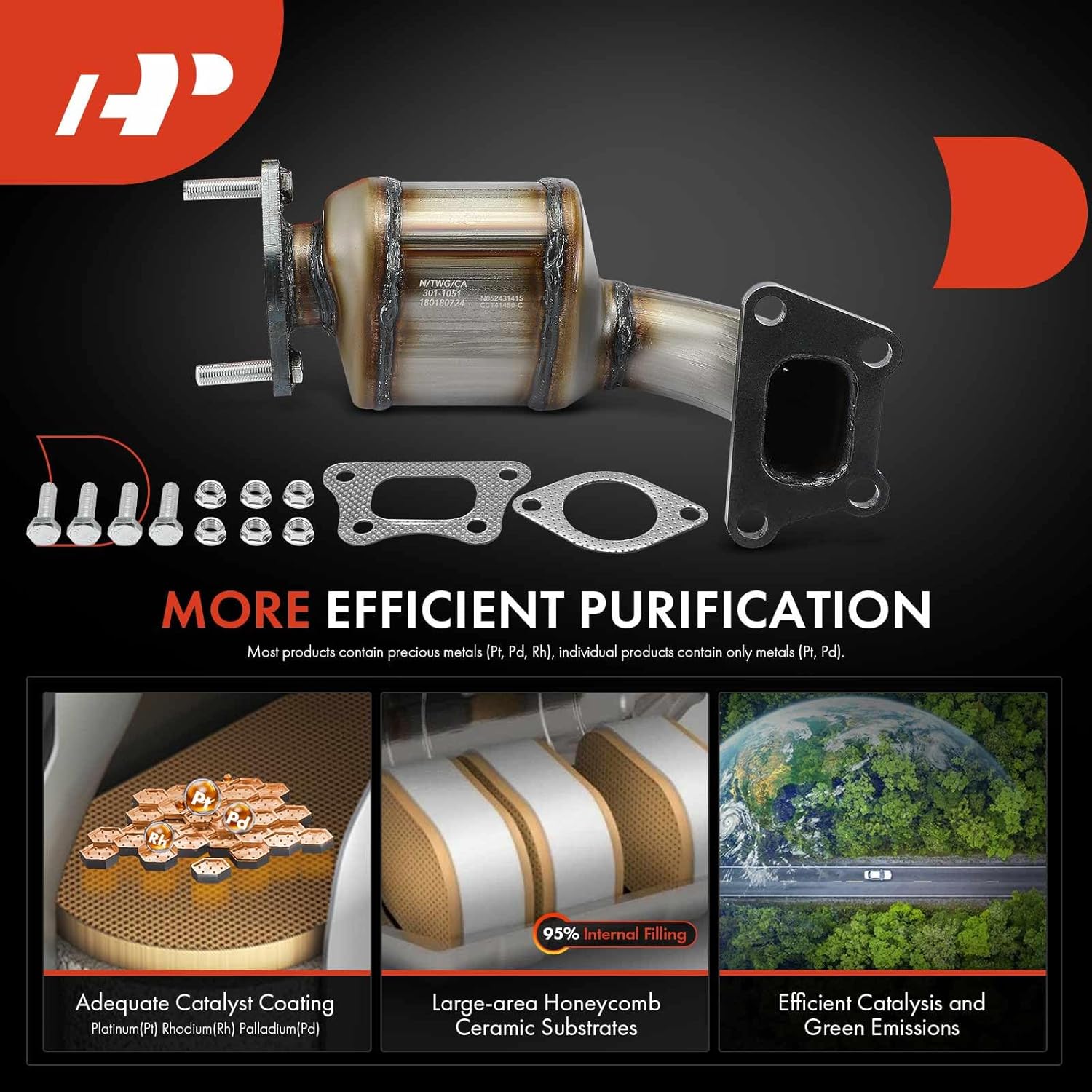 A-Premium Front Catalytic Converter with Gasket Kit Direct-Fit Compatible with Chevrolet Equinox 2012-2017 & GMC Terrain 2012-2017, 3.0L 3.6L, E.P.A. Compliant