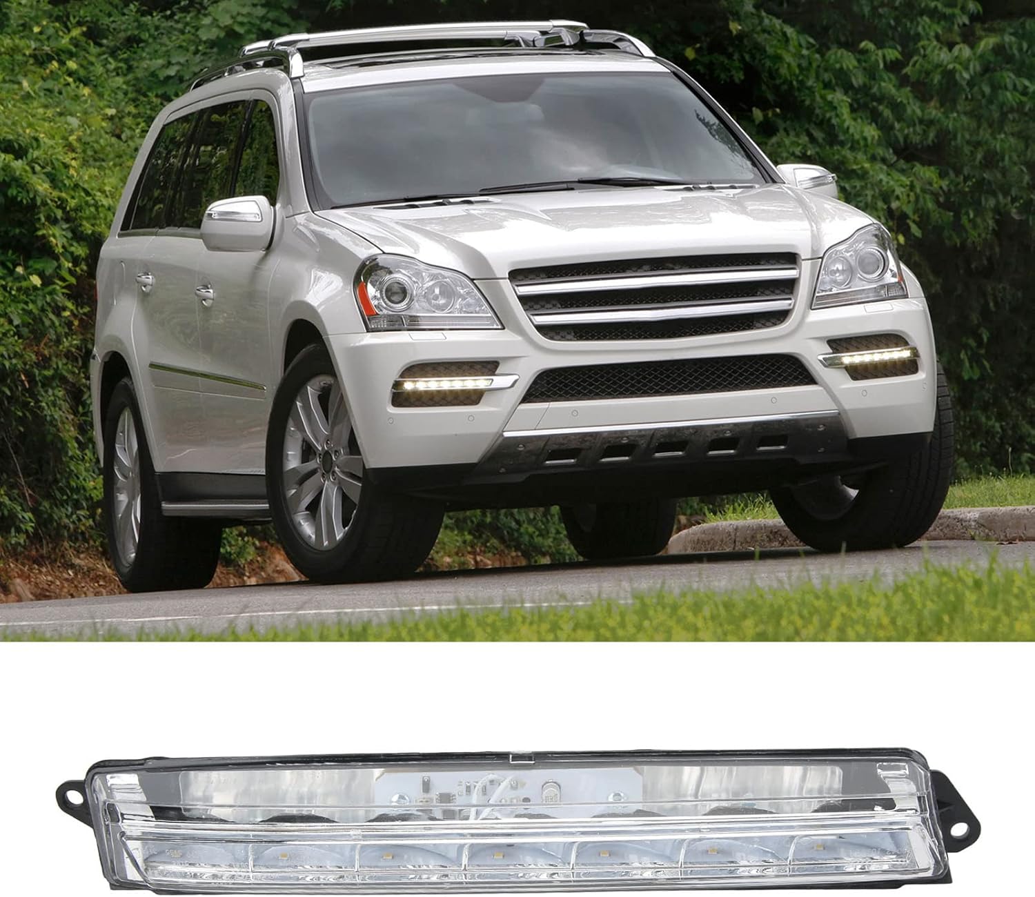 LED DRL Daytime Running Lights, Waterproof Car LED Light Strip DRL Driving Light Fog Lamp Replacement Compatible with X164 GL320 GL350 GL450 GL550 2007‑2013 (Left)