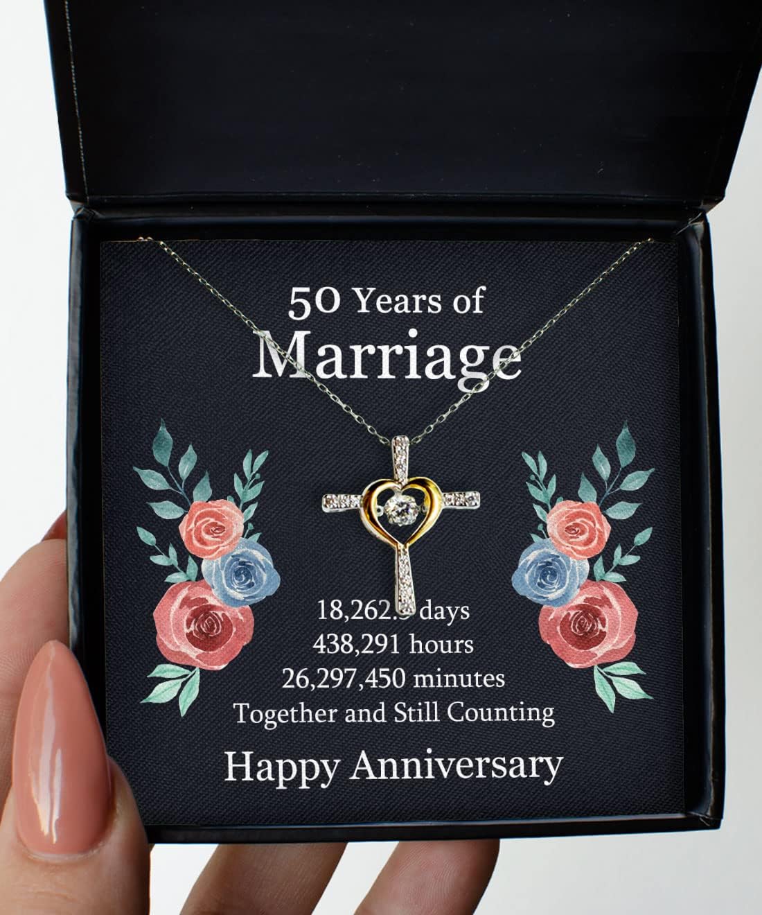 Bubble Hugs Marriage Anniversary Necklace Silver Plated Cross Dancing - 1 Years of Marriage - 365 Days Valentine Lovers Newlyweds Romantic for Her