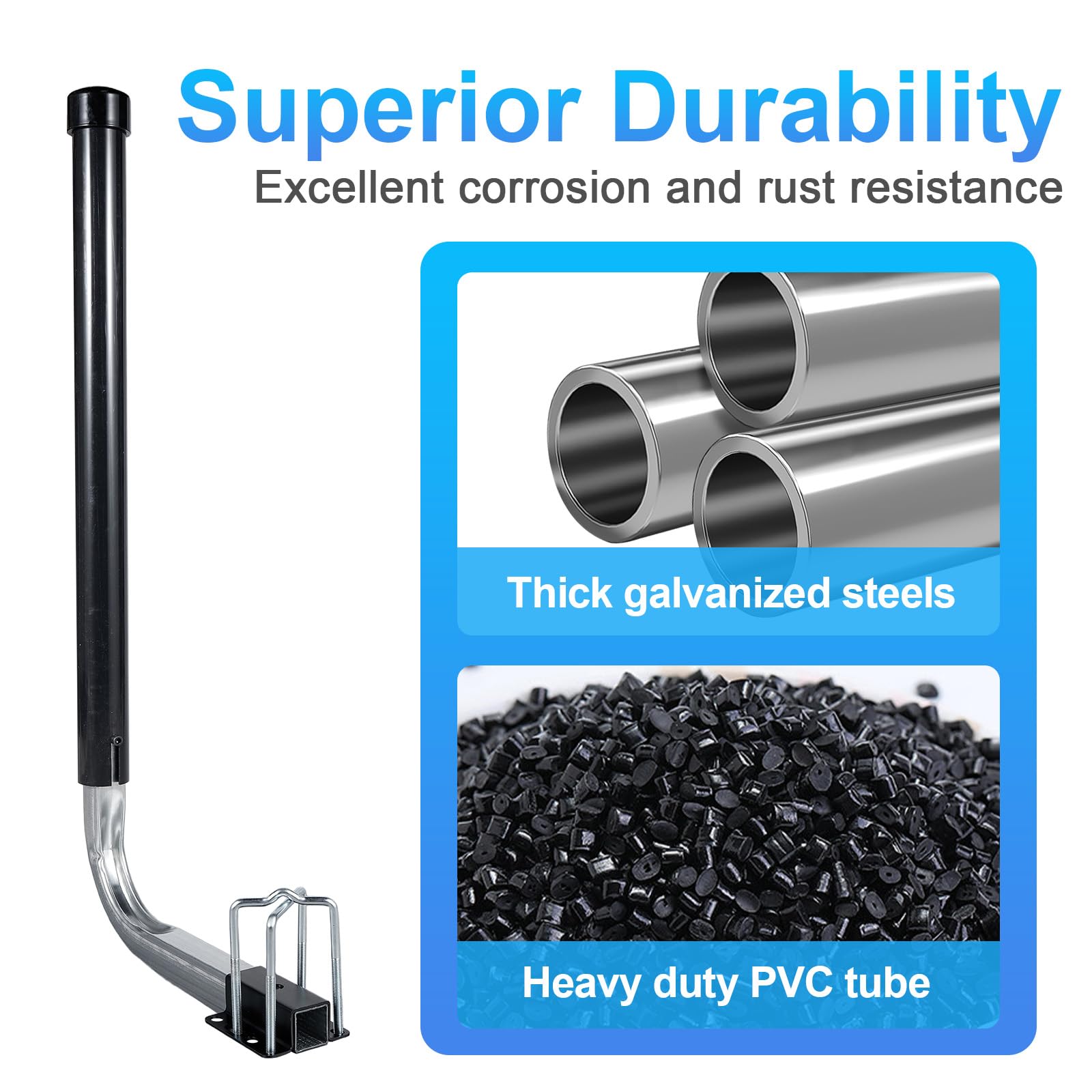 Yorovent Boat Trailer Guides 40”/48” Height Adjustable, Rustproof Galvanized Steel Boat Trailer Guides Poles Kits with PVC Pipes,for Ski Boat, Fishing Boat, Sailboat Trailer