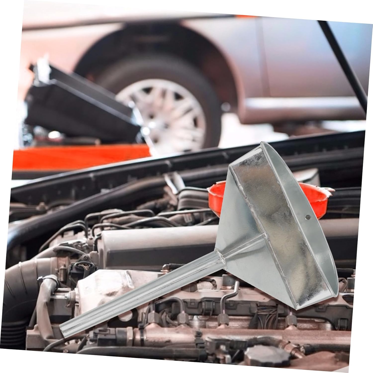 Safety Auto Funnel for Car Gas Oil Filling Funnel Filter Screen Sturdy Metal Design for Longevity