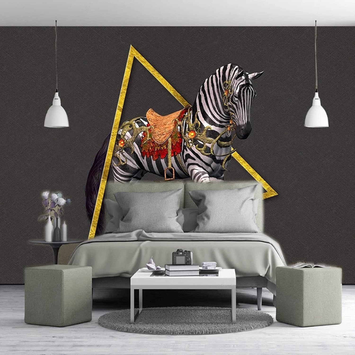 Papier peint 3D zèbre pour habiller un mur de salon ou KTV