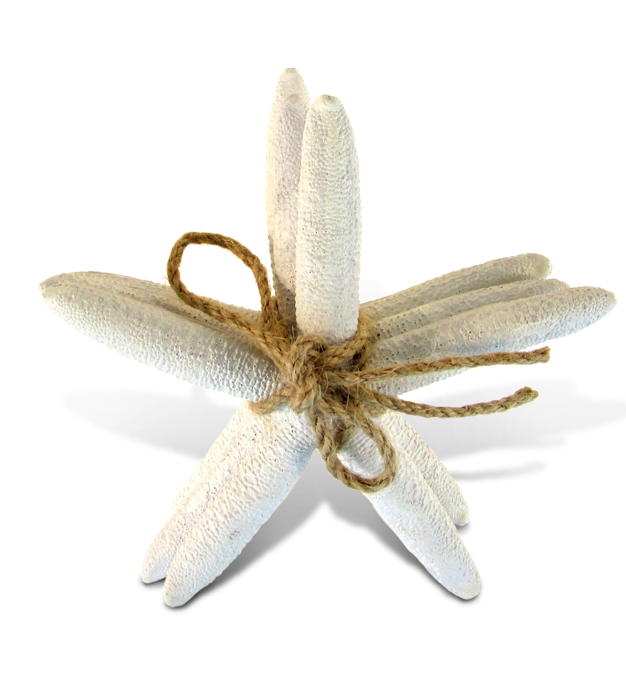 Puzzled Nautical White Starfish Set - Decorative Beach Style Tabletop Centerpiece, Realistic Resin Sea Coral Reef Starfishes for Ocean Themed Home Accent Decor - 3 Pieces