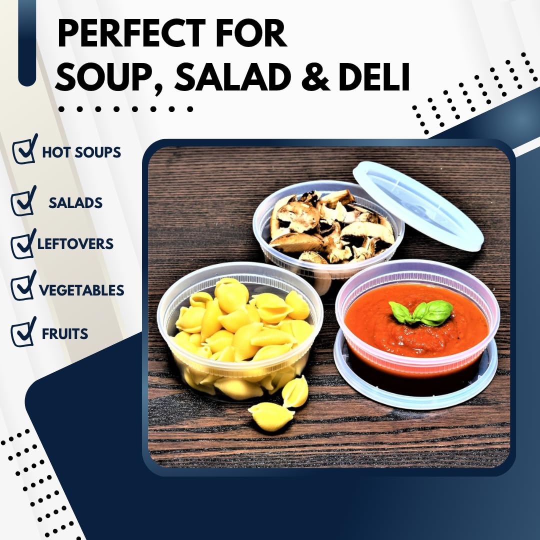 Green Direct 8 Oz Disposable Clear Deli Containers With Lids - 50 Pack, Leakproof Food Storage - View #2