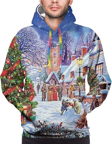Amazon.com: Jiade Paisaje de Navidad Algodón Unisex 3D Realista Impresión  Digital Pullover Sudadera con Capucha Sudadera S-XXXL Hombres : Ropa,  Zapatos y Joyería