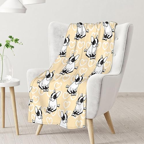 Miniatura 8 de Manta personalizada de bulldog francés con texto, 40 x 50 pulgadas, manta de bulldog francés suave, cálida, ligera y acogedora, regalos para amantes