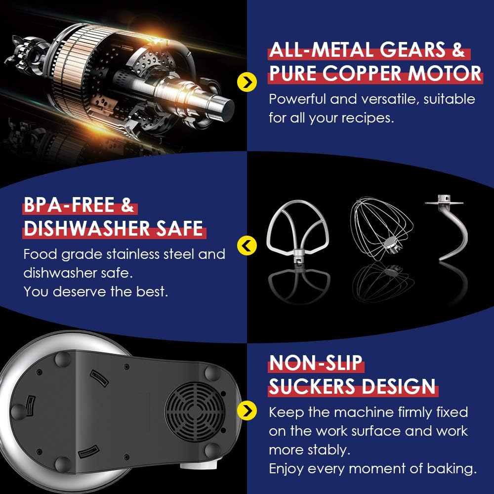 COOKLEE Stand Mixer highlighting internal components and features