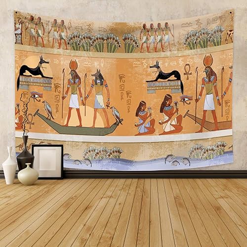 Miniatura 3 de Haoyiyi Tapiz egipcio para colgar en la pared, mitología del antiguo Egipto, cultura, faraones, tallas jeroglíficas, tapices para dormitorio, sala