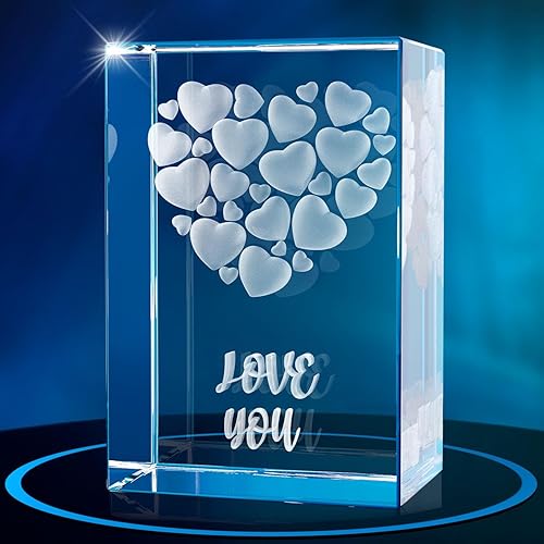 ArtPix 3D Corazón de corazones de cristal, regalos personalizados para él, ella, mamá, papá, imagen grabada con láser 3D, regalos conmemorativos