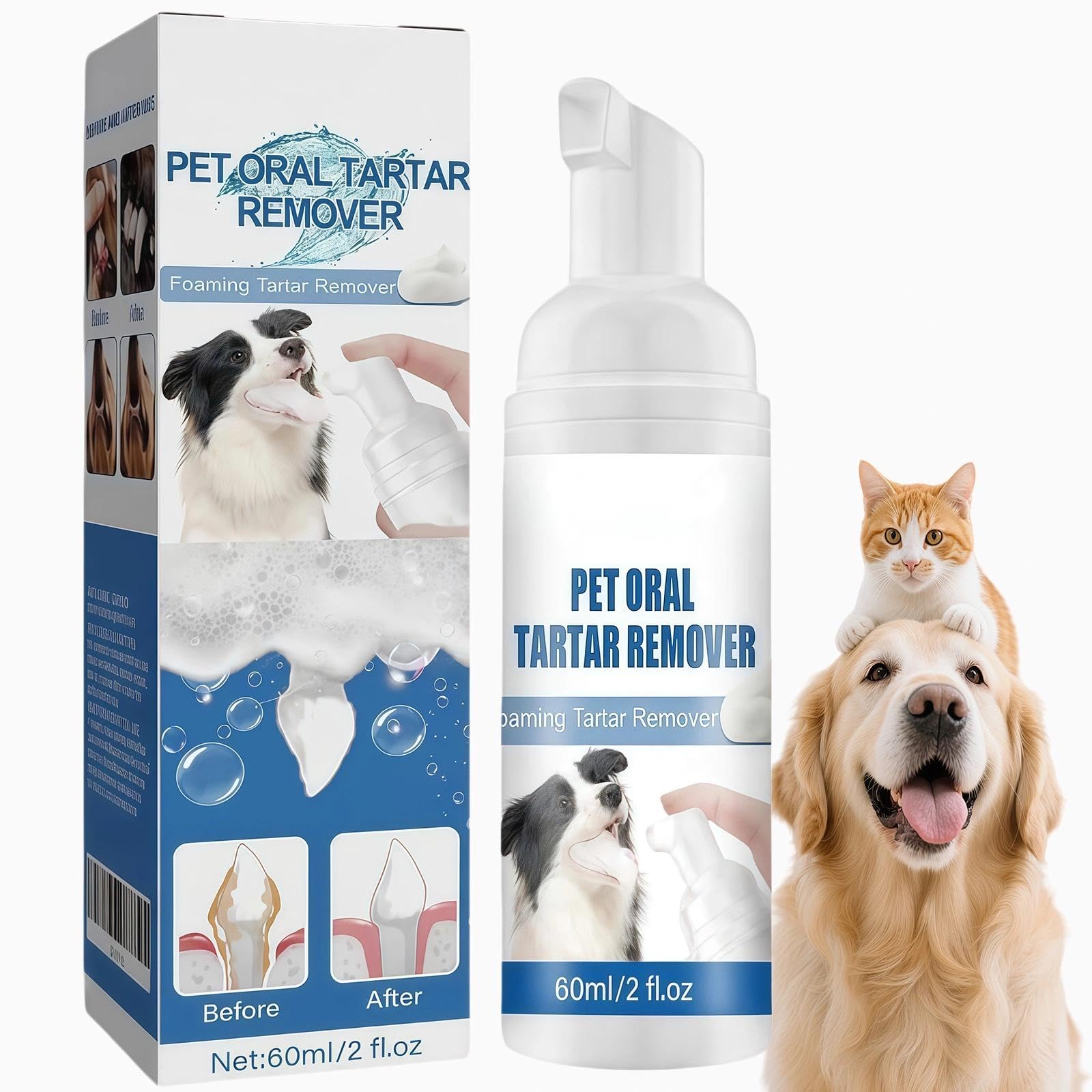 Pet Oral Tartar Remover Spray for Dogs & Cats, Freshen Breath 60ml