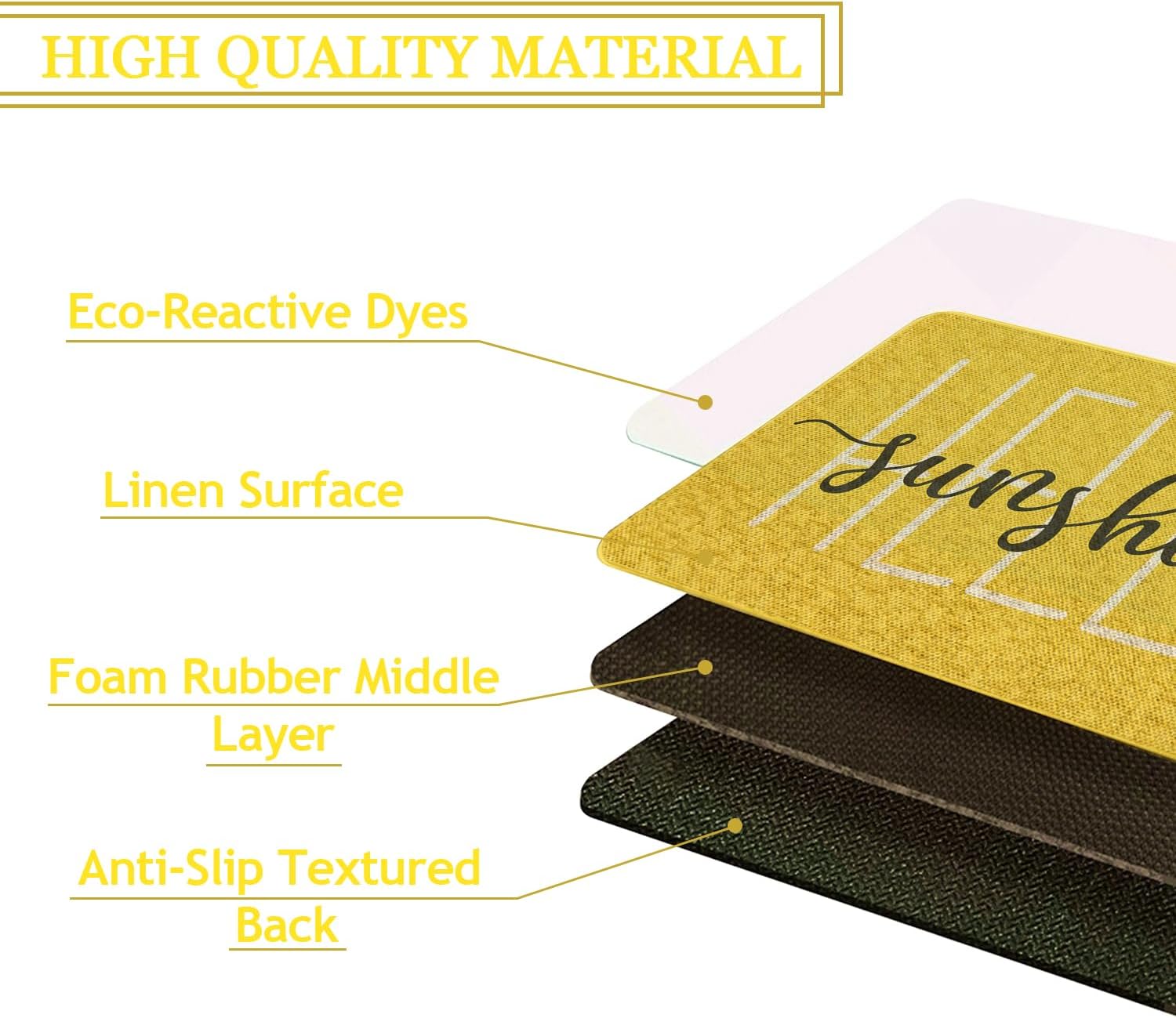 Spring Summer Welcome Door Mat 30x17 Inch Hello Sunshine Yellow Front Doormat Indoor Outdoor Entrance Floor Mats Non-Slip Washable Seasonal Spring Summer Home Decor Rugs