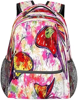 Mochilas para meninos e meninas, mochila escolar com vários bolsos, abacaxi fresco, floral, impermeável, com alça de ombro ajustável para viagens, caminhadas, acampamento, Multi, Medium