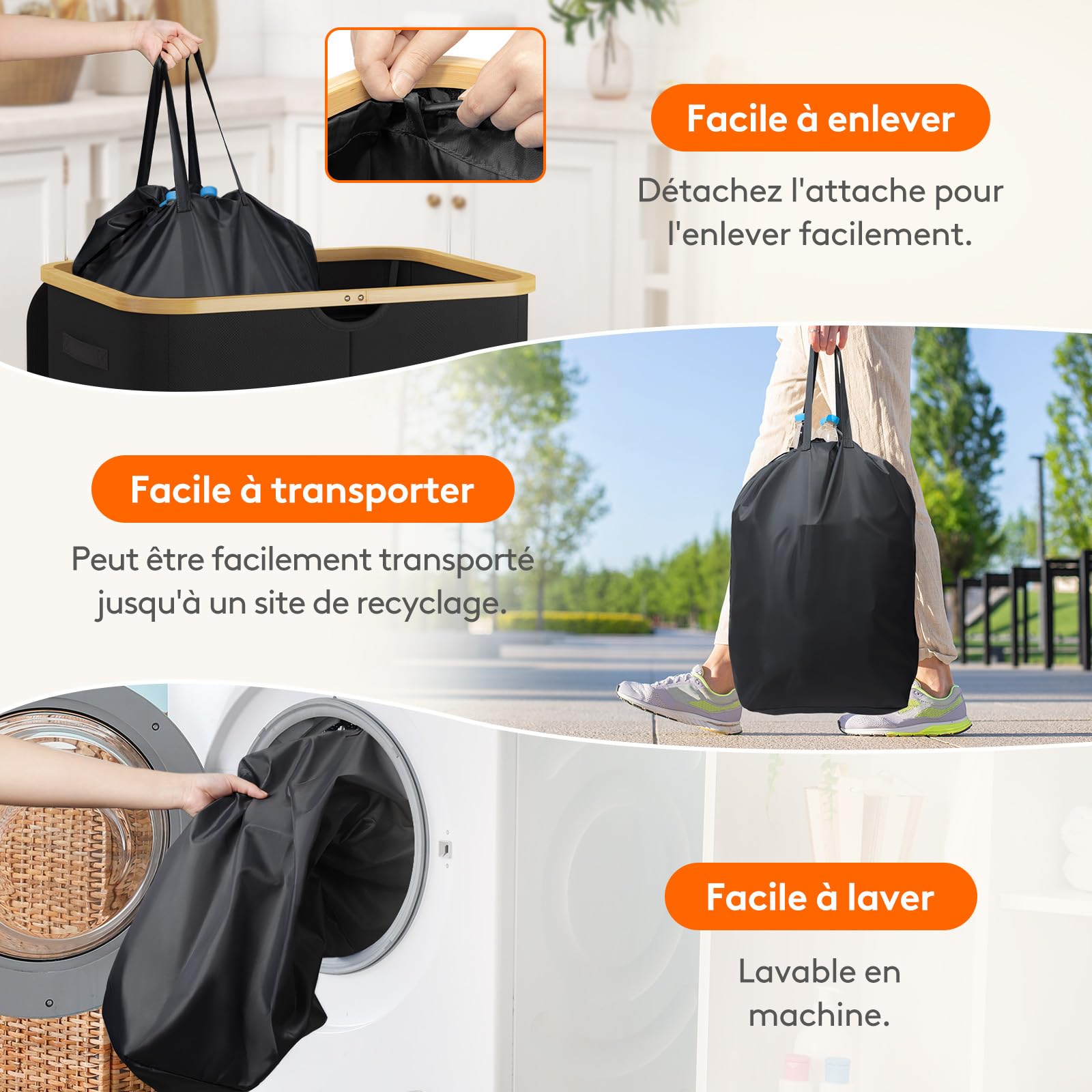 Lifewit Collecteur de Bouteilles avec Couvercle 2 Compartiment, Poubelle Tri Selectif pour Plastique, Bouteilles Verre, Poubelle Exterieur de Recyclage avec Trou, Cuisine Rangement, 150L, Noir