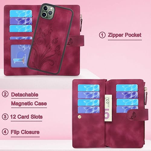 Miniatura 3 de Lacass Funda para iPhone 11 Pro Max de 6.5 pulgadas ranuras para tarjetas Soporte para efectivo de crédito de identificación, bolsillo con