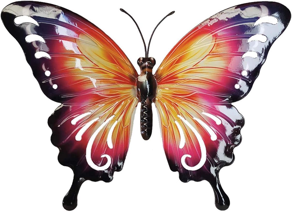 CIM Metal Wall Decoration, Butterfly Purple Shot, 37cm x 25cm, 3D murals, wall decoration incl. practical wall attachment