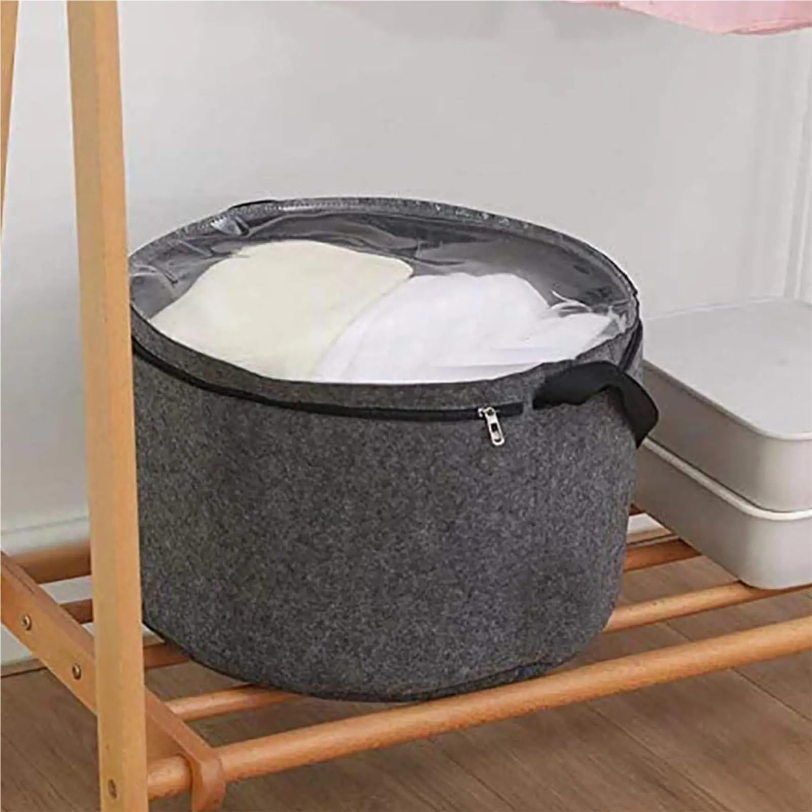 Hutbox-Organizer, runde Reise-Hutboxen, faltbare Hut-Aufbewahrungstasche mit Deckel, große Hut-Aufbewahrungsbox für Schrank oder Reise(Black)