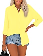 NONSAR - Women's Blouse Long Sleeve V Neck Elegant Casual Button Down Blouses