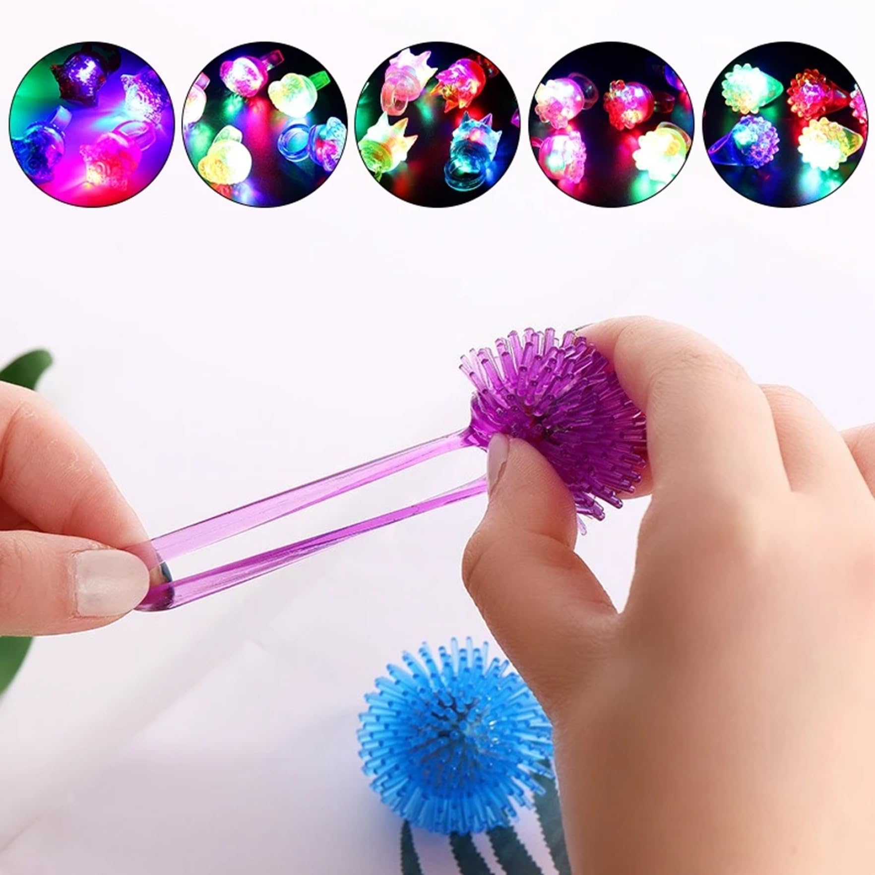 24 anelli luminosi, simpatici anelli flash divertenti e sicuri che illuminano al buio, accattivanti luci da dito novità per carnevali, feste di compleanno, matrimoni, miscelazione di colori casual