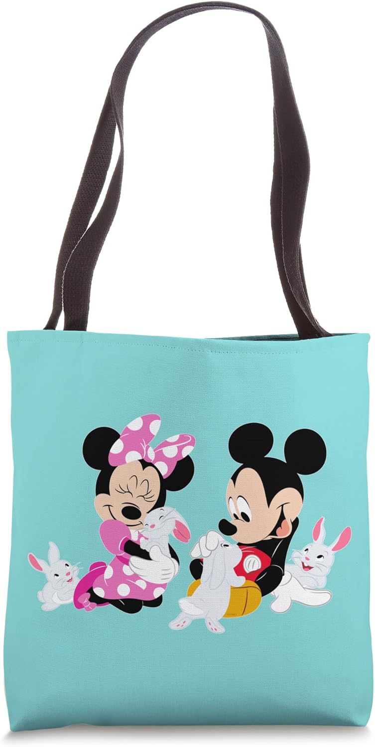 Disney Mickey and Minnie Mouse Easter Bunnies Turquoise Tote Bag