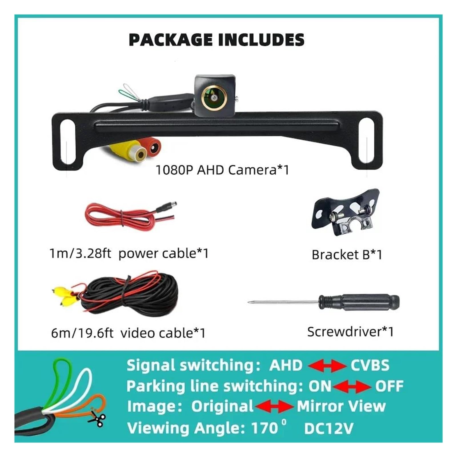 Magnetische Set Nummernschild Montiert 170 Grad AHD 720P Oder 1080P Rückwärtsparken Für Autos Rückfahrkamera Funk(AHD1080P)