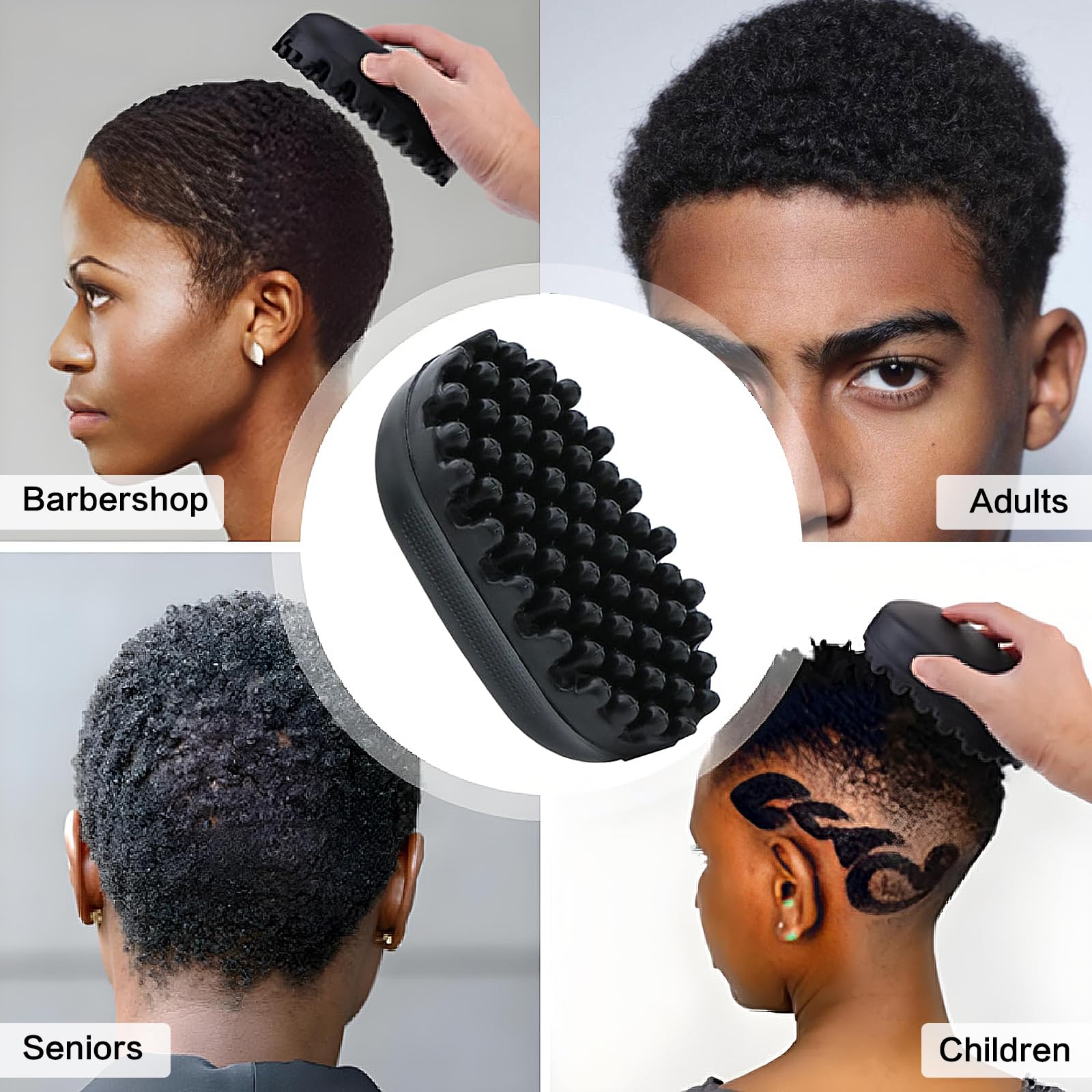 Gummi-Lockenbürste, hochwertiges Twist-Werkzeug für Afro-Haar, ideal für lockiges, gewickeltes 4C-Haar, schnelles und einfaches Styling, Schwarz