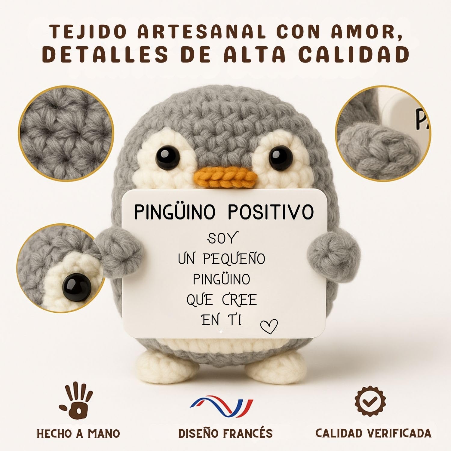 Pingüino Positivo© | Regalo Original y Divertido | Idea Graciosa | Fiesta Infantil y Adolescente | Cumpleaños Niño Niña | Peluche Divertido | Muñeca con Humor | Juguete Gracioso | Peluche Motivacional