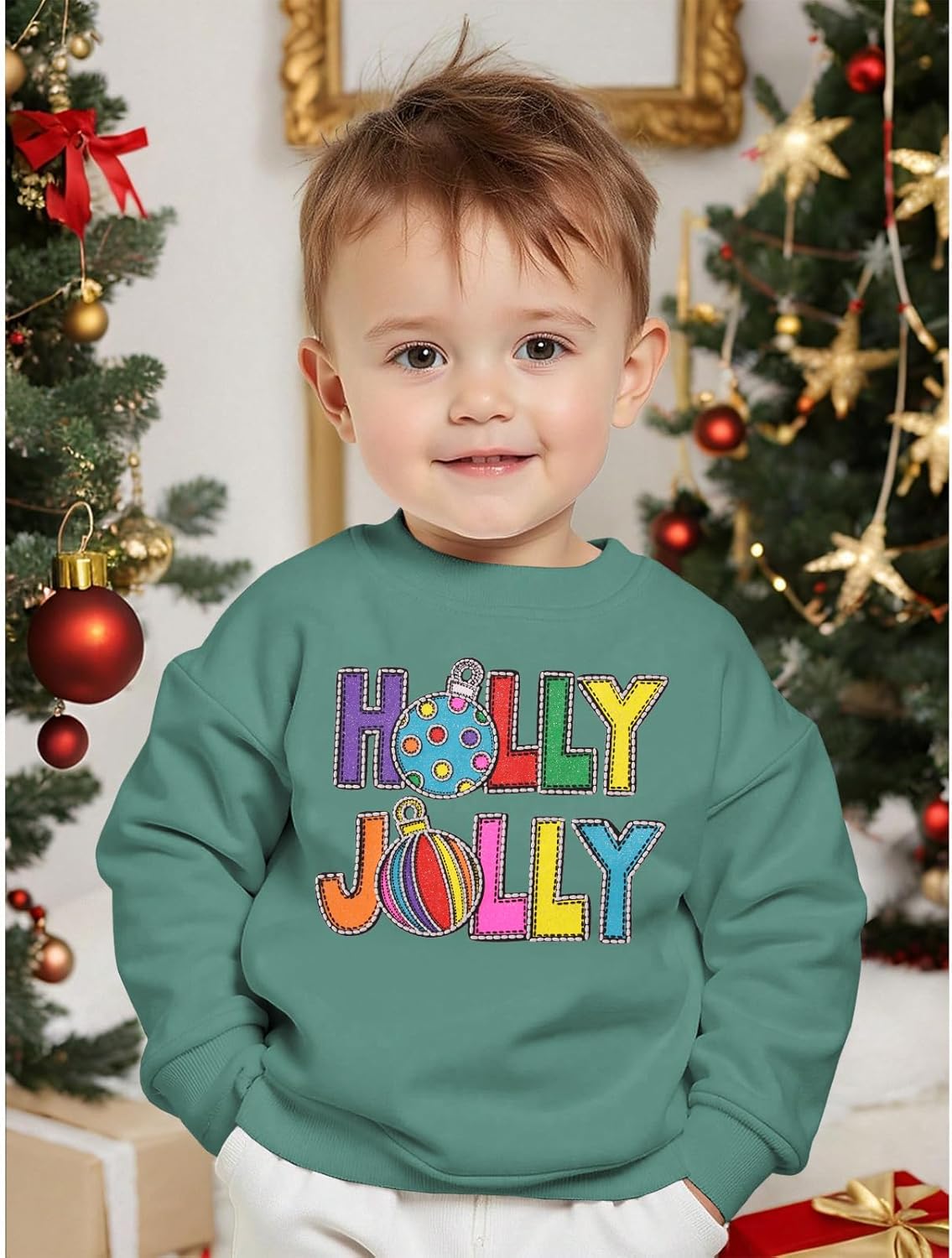 Toddler Baby Boy Girl Christmas Sweatshirt Xmas Holly Outfit Jolly Pullover Top Holiday Crewneck Long Sleeve Shirts - Image 4