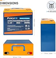 Vista 2 de 12V 20Ah LiFePO4 Lithium Battery, 2000+ Deep Cycles Rechargeable Battery for Solar, E-Scooters,Camping,Off-Grid Applications,Built-in 20A BMS