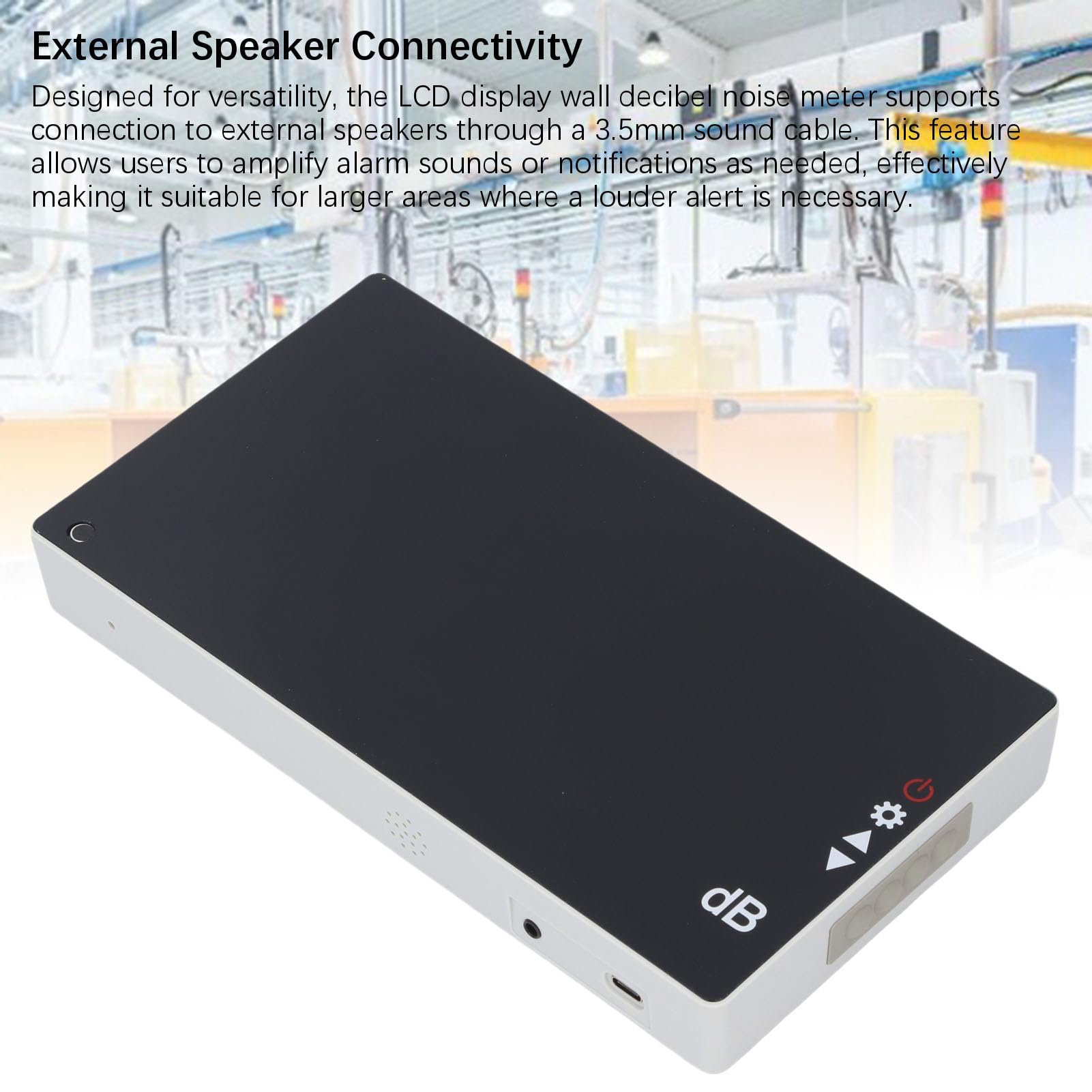 Generic Medidor de Sonido de Pantalla Grande, Medidor de Ruido Digital de Decibelios con Pantalla LCD, Probador de 30 130 DB Montado en la Pared con Alarma Audible, Ideal para Aulas, Bares, Oficinas y