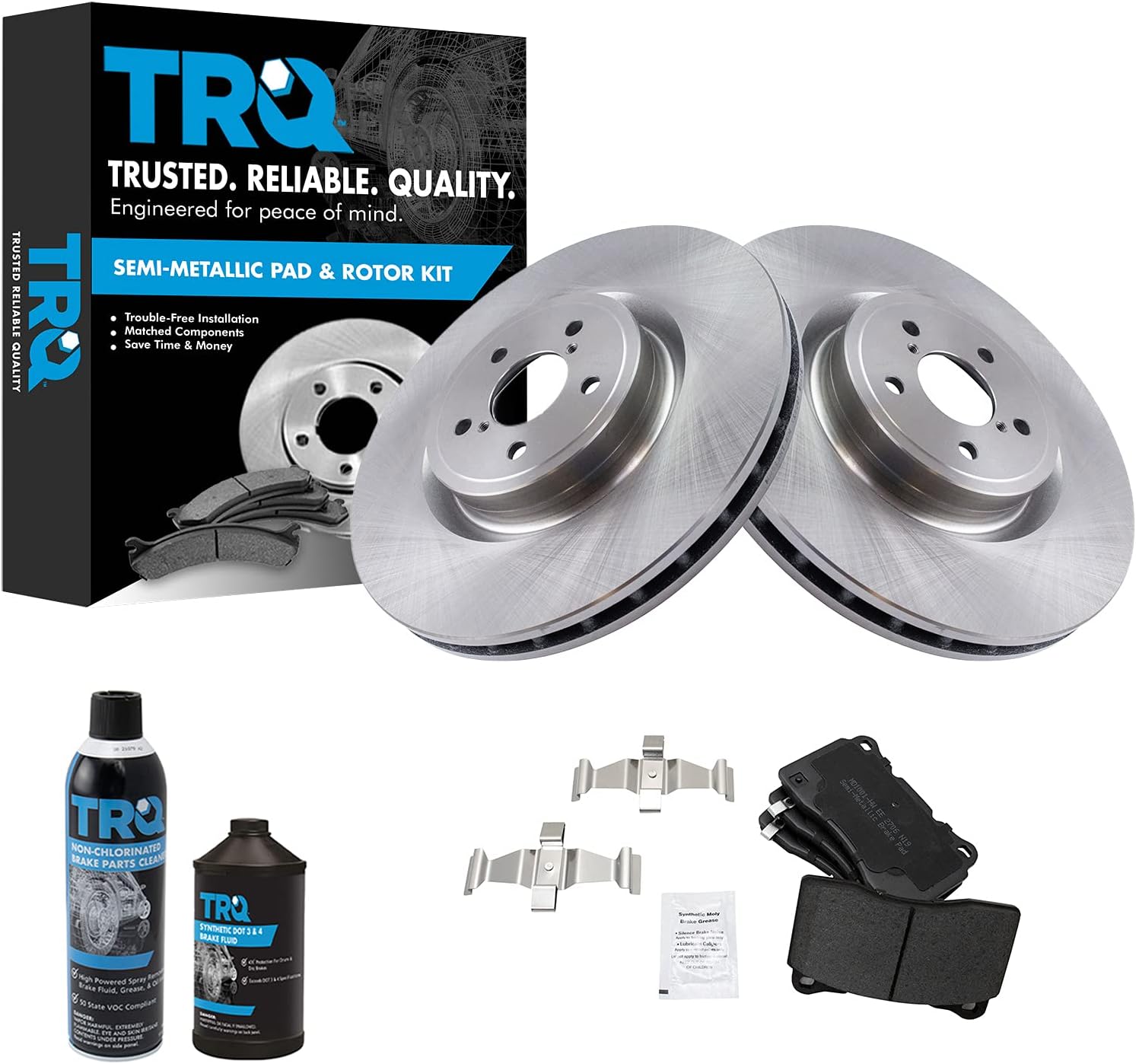 TRQ Front Brake Pad & Rotor Kit Brake Chemical Kit Brake Pads Brake Rotor Semi-Metallic Compatible with 2017-2019 Subaru BRZ 2004 Impreza 2019-2020 Toyota 86