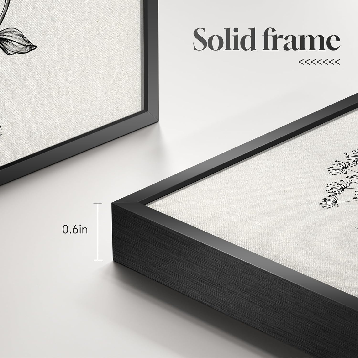 Framed Black and White Bathroom Wall Art, 4 Piece Vintage Floral Canvas Prints Artwork for Farmhouse, Rustic Minimalist Flower Botanical Pictures for Bedroom Living Room Wall Decor, 8x10x4 (Pack)