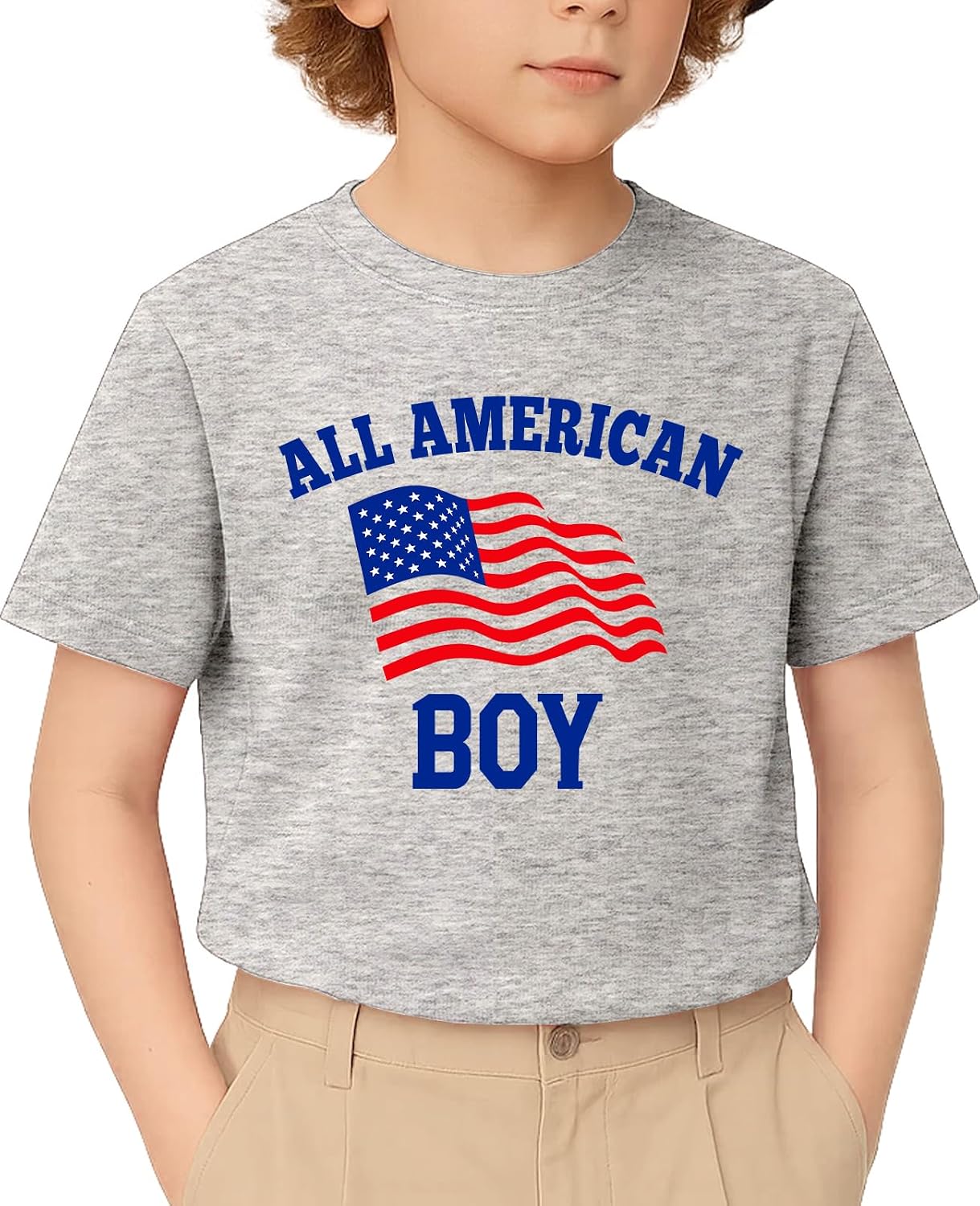 Flafens 4th of July Shirts for Boys - Independence Day USA American Flag Shirt Kids Short Sleeve Tops