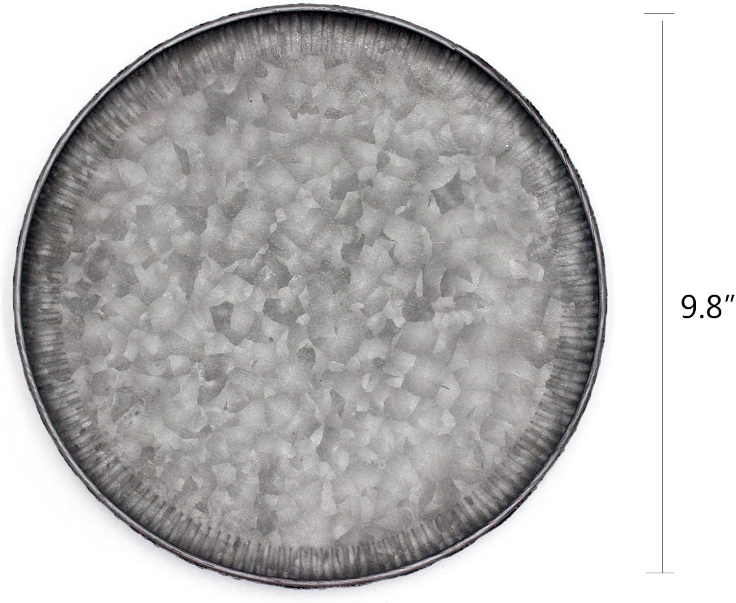Funerom 9.8 inch Small Round Galvanized Metal Tray Decorative Tray Corrugated Edges - Image 4