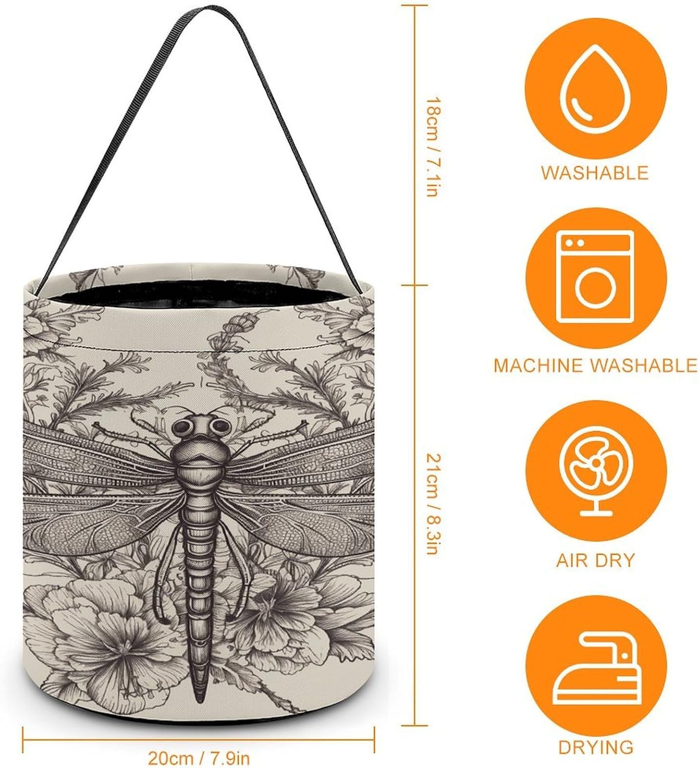 LLUTSNTH Floral Dragonfly Halloween Tote Treat Bag for Trick Or Treat image 2