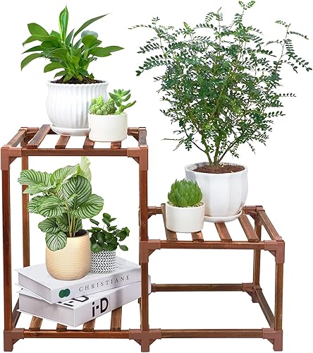 XXXFLOWER Soporte para plantas de interior y exterior, estante de madera para múltiples plantas, estante grande para plantas, para ventana, jardín,
