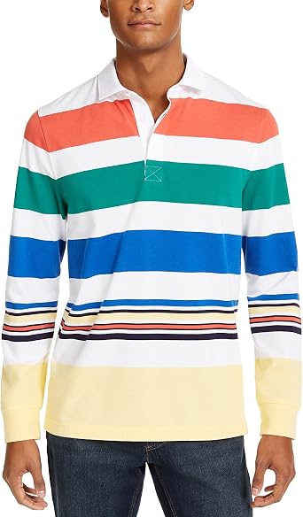 CLUBROOM Mens White Striped Long Sleeve 