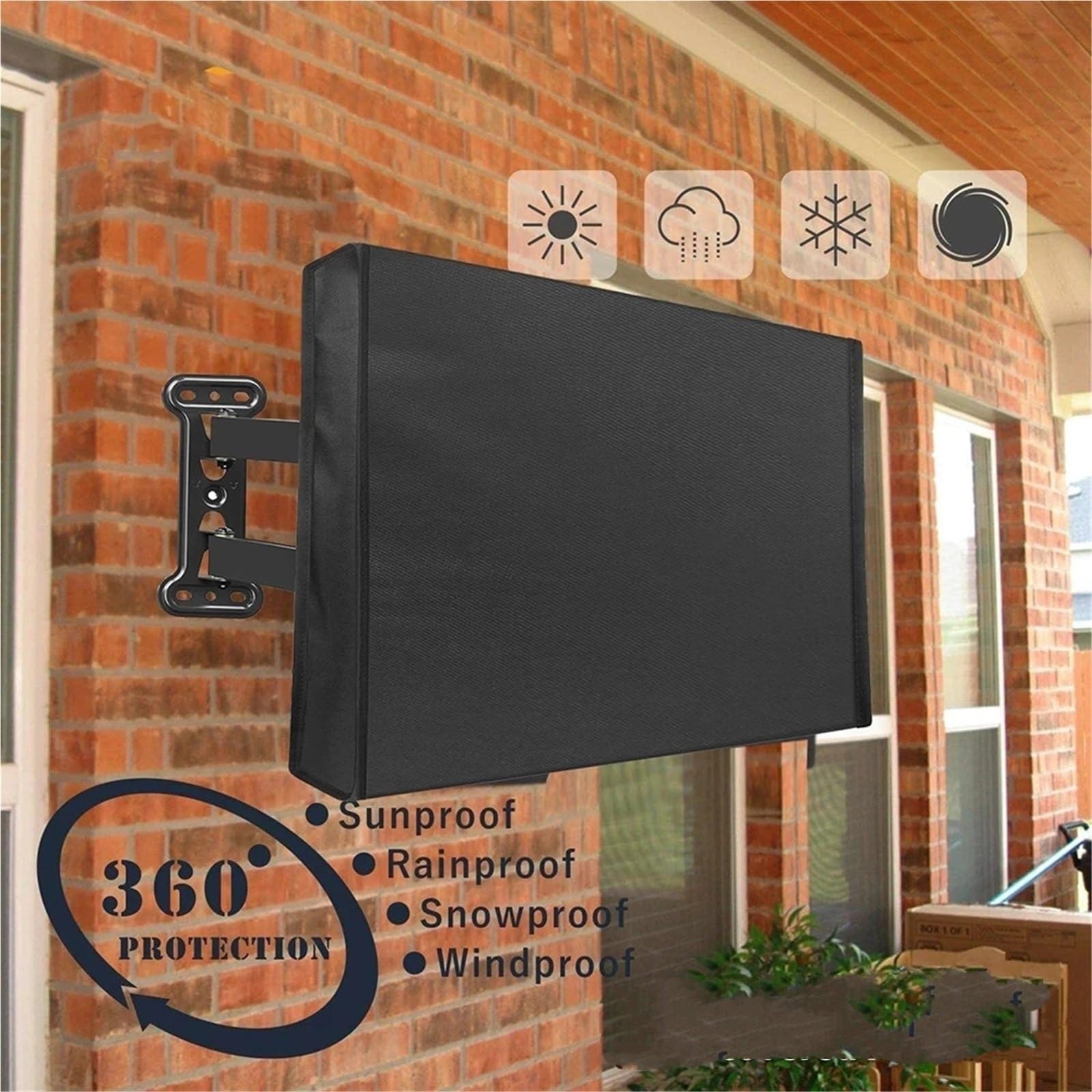 Ochraniacze telewizora lniana osłona na telewizor Pokrowce na telewizory zewnętrzne - Z POKRYWĄ DOLNĄ - Pokrowce odporne na warunki atmosferyczne Obudowa na telewizor TV 22'' do 70''(Black,55-58inch)